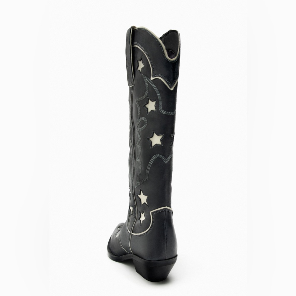 Zara cowboy boots leather western star southwestern cowgirl - Picture 11 of 12